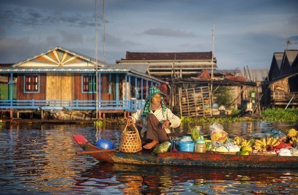 Local Cambodian Seller In Floating Market