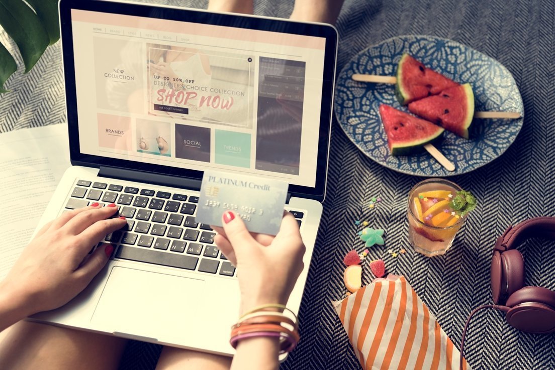 Woman Online Shopping Website Concept